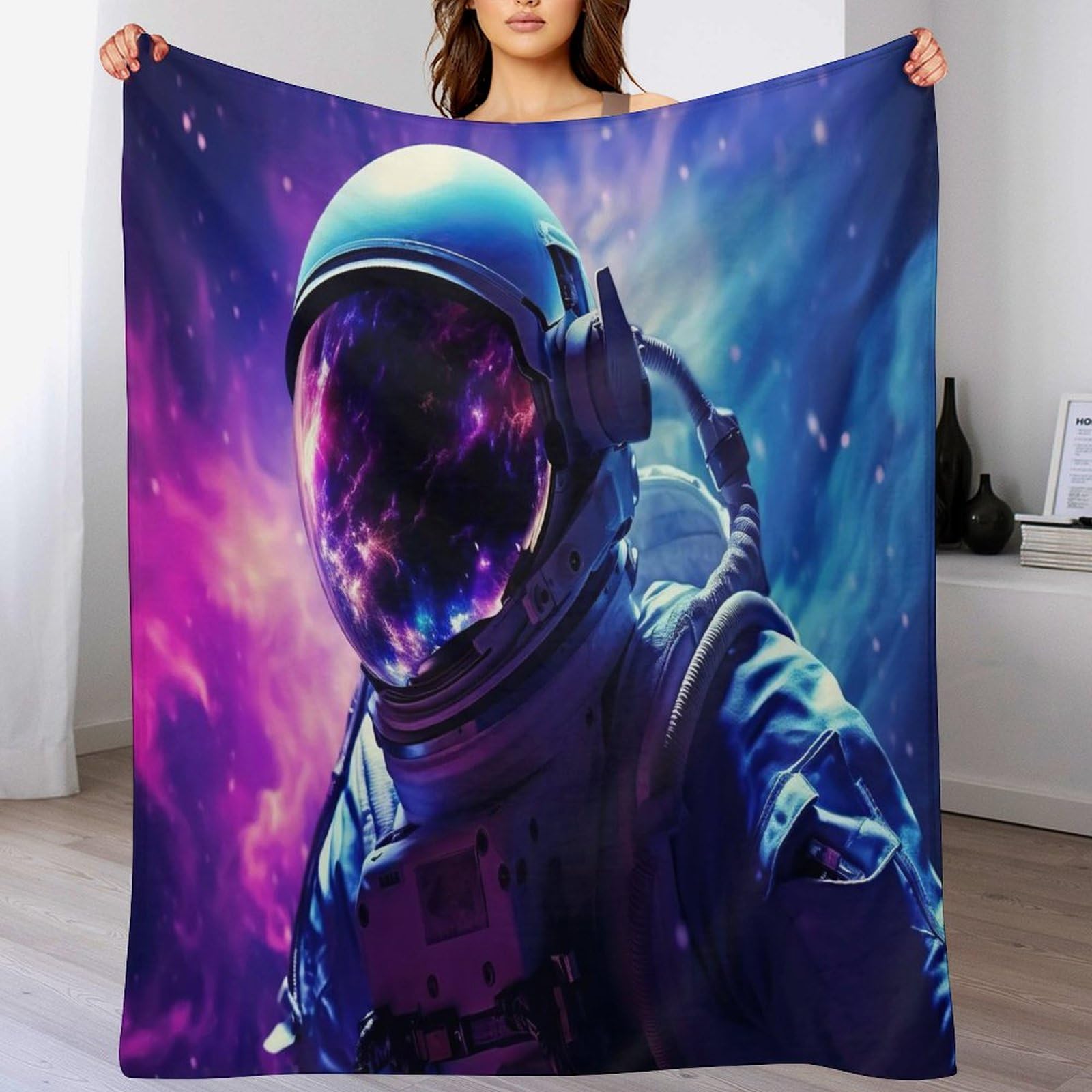 Plaid couverture en flannel astronaute, l'idee cadeau originale pour lit