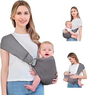 Baby Sling Carrier, Baby Carrier Newborn to Toddler, Mesh Toddler Carrier, Lightweight Breathable Summer Baby Wraps Carrier, Baby Carriers One Size Fits All (Dark Grey)
