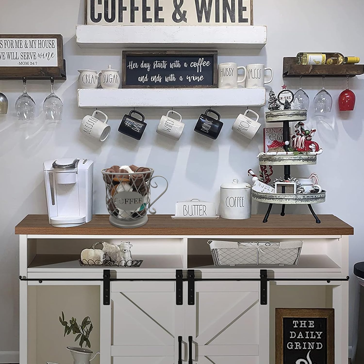 Coffee Pod Storage Basket, Capsule Holder for 35 K Cup Organizer, Bar Countertop Decor - Silver