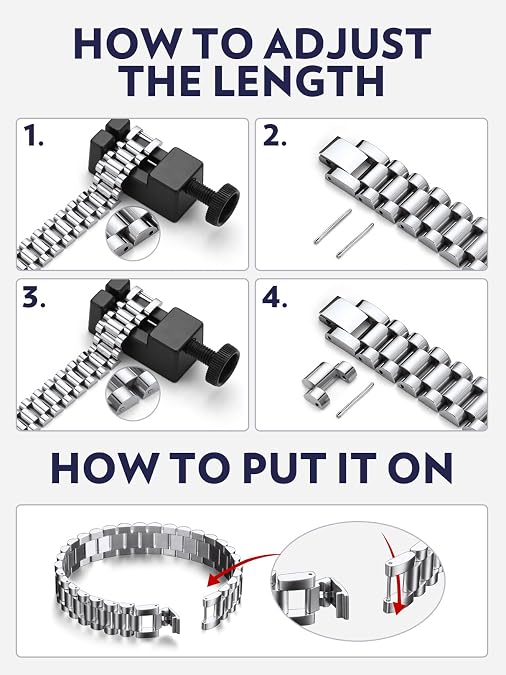 Bandmax Men's Hand Watch Stainless Steel Link Chain Bracelets Gifts