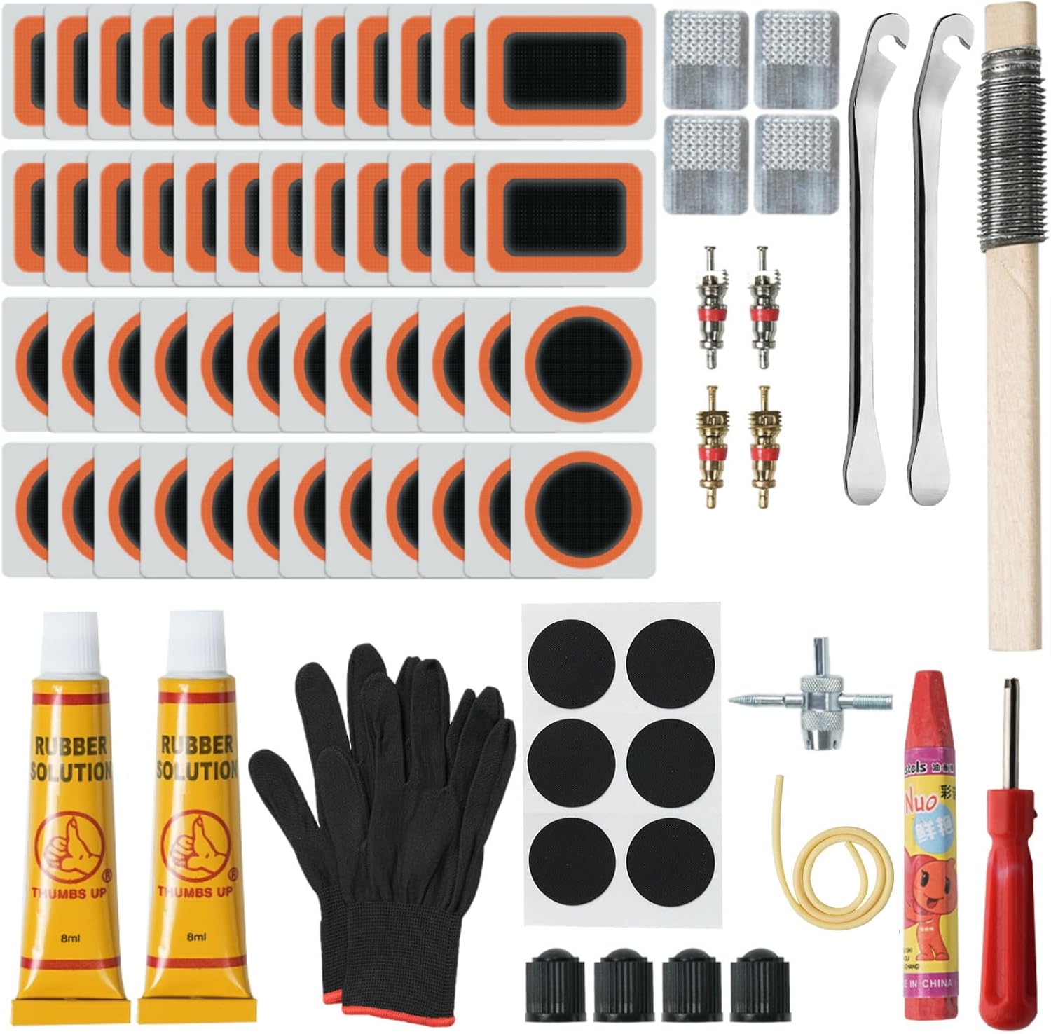 125 Pcs Bike Puncture Repair Kit, Bike Tyre Repair Kit with 102 Repair Patches, Emergency Bicycle Puncture Repair Kit, Bike Inner Tube Repair Kit for Bicycle, Mountain Bike, Inflatable Boat