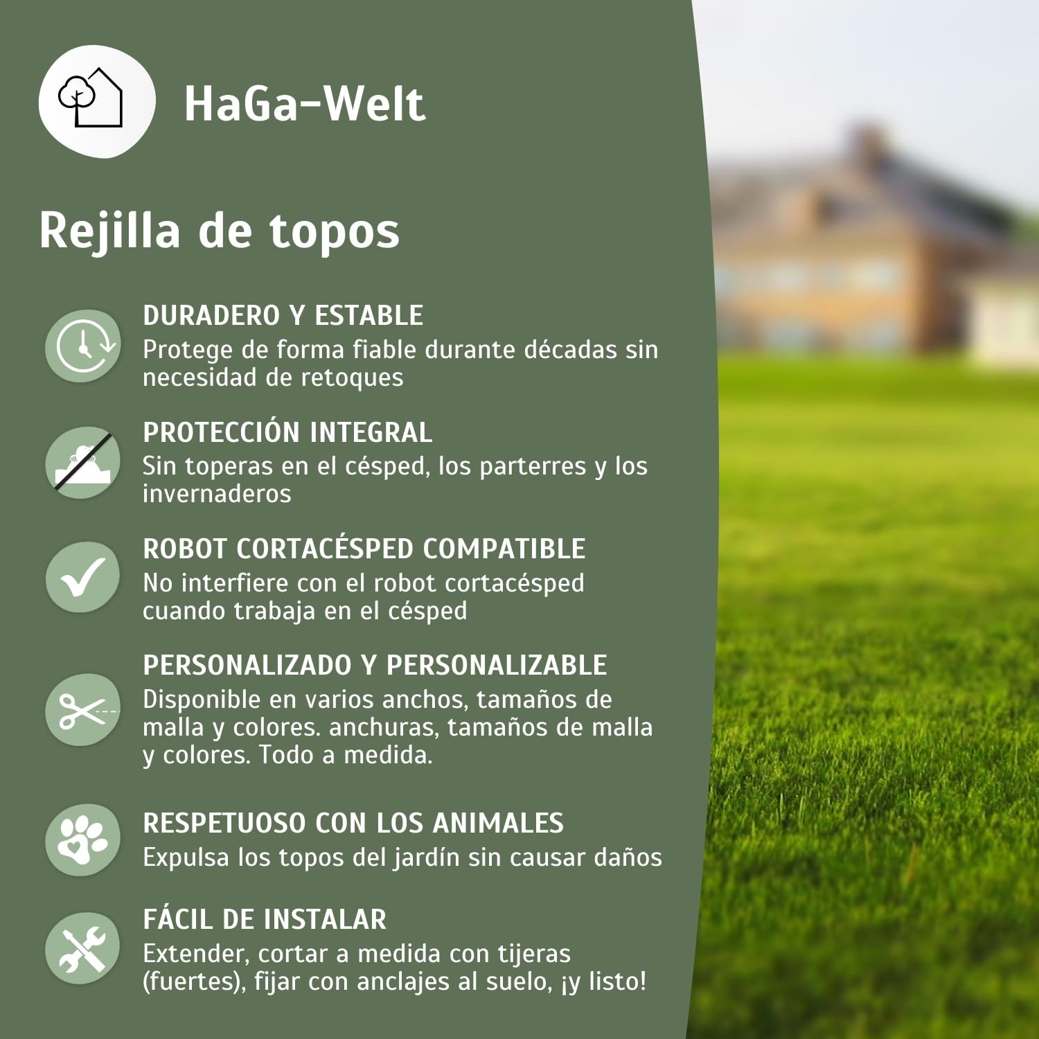 HaGa Rejilla para topos de 1,2 m x 25 m de plástico para ahuyentar topos en el jardín, respetuoso con los animales, ahuyentador de topos