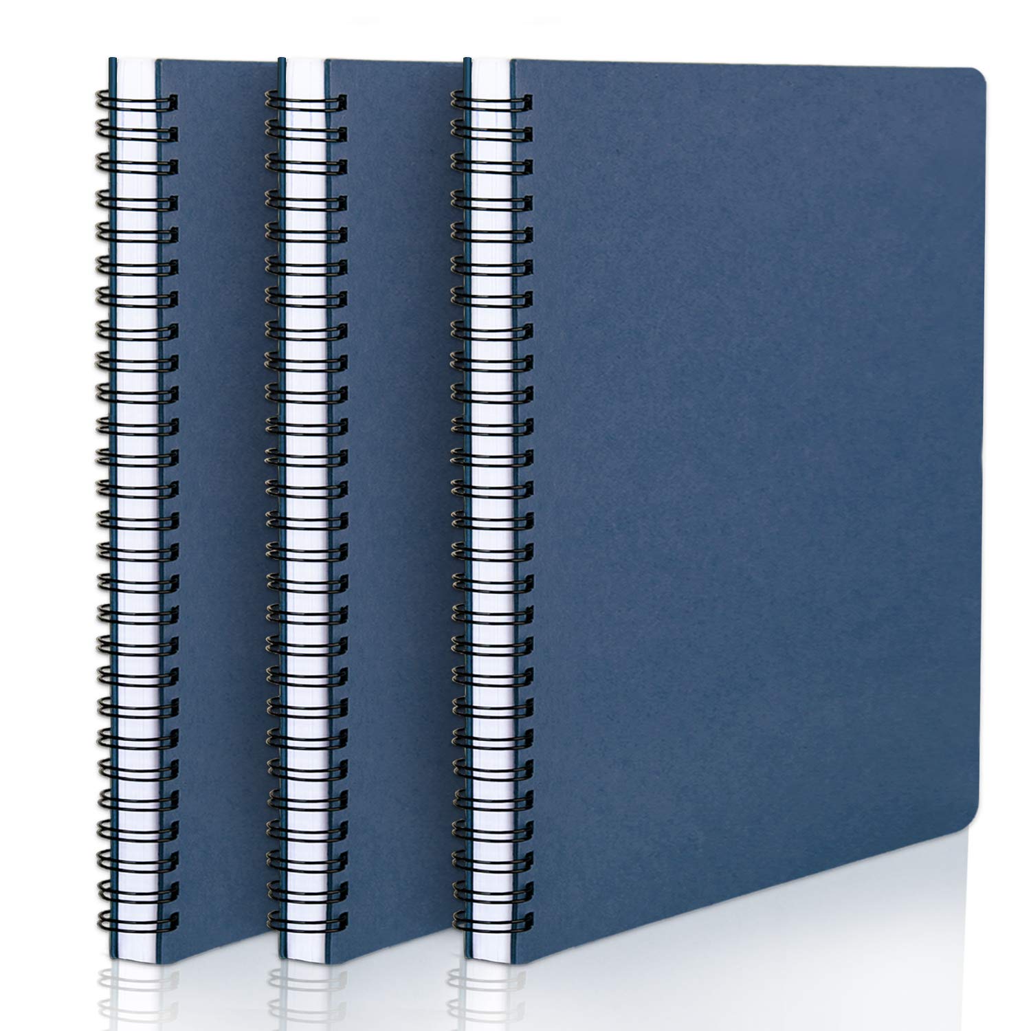 EUSOAR Hardcover Spiral Ruled Notebook, A5 3packs 5.5"X8.3" 120 Pages Blue Lined Travel Journal, Memo Notepad Sketchbook, Students College Office