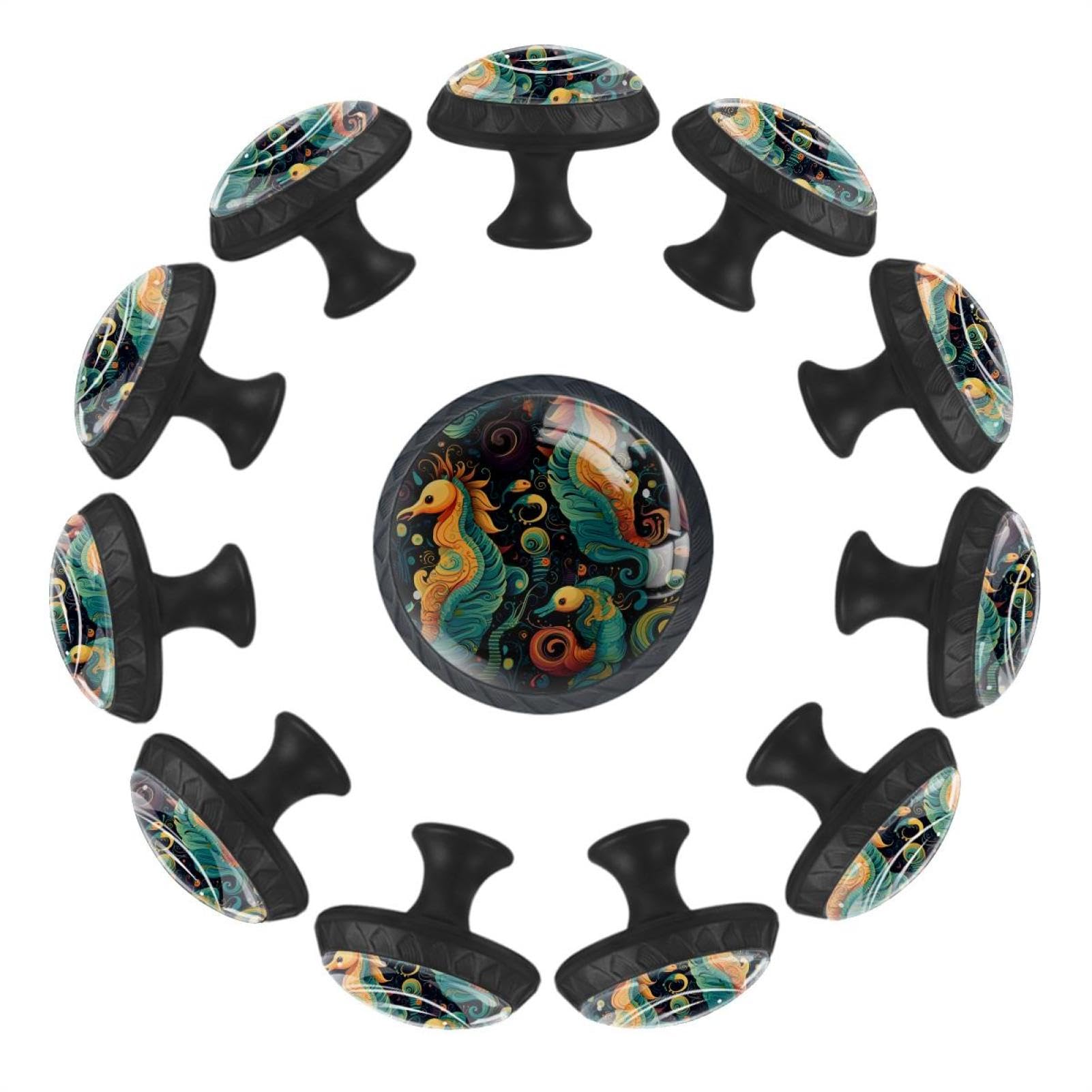 Boutons de tiroir en verre cristal style baroque chic hippocampe transparent durable