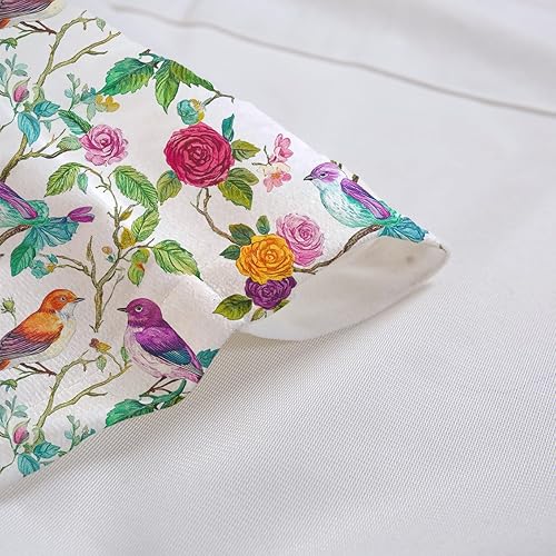 Miniatura 4 de jejeloiu Cortinas de cenefa de colibrí para sala de estar, dormitorio, cortinas de cocina con pájaros tropicales, cenefas de cortina de flores de
