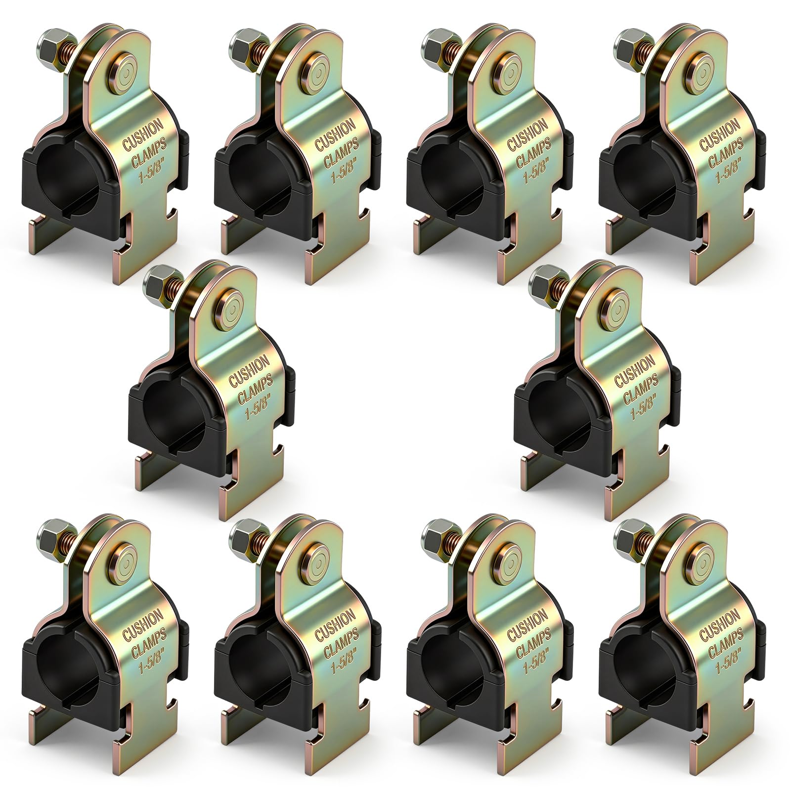 Colliers de serrage zinc 4,5 cm pour tubes cuivre et Pex | Lot de 10 pièces avec boulons