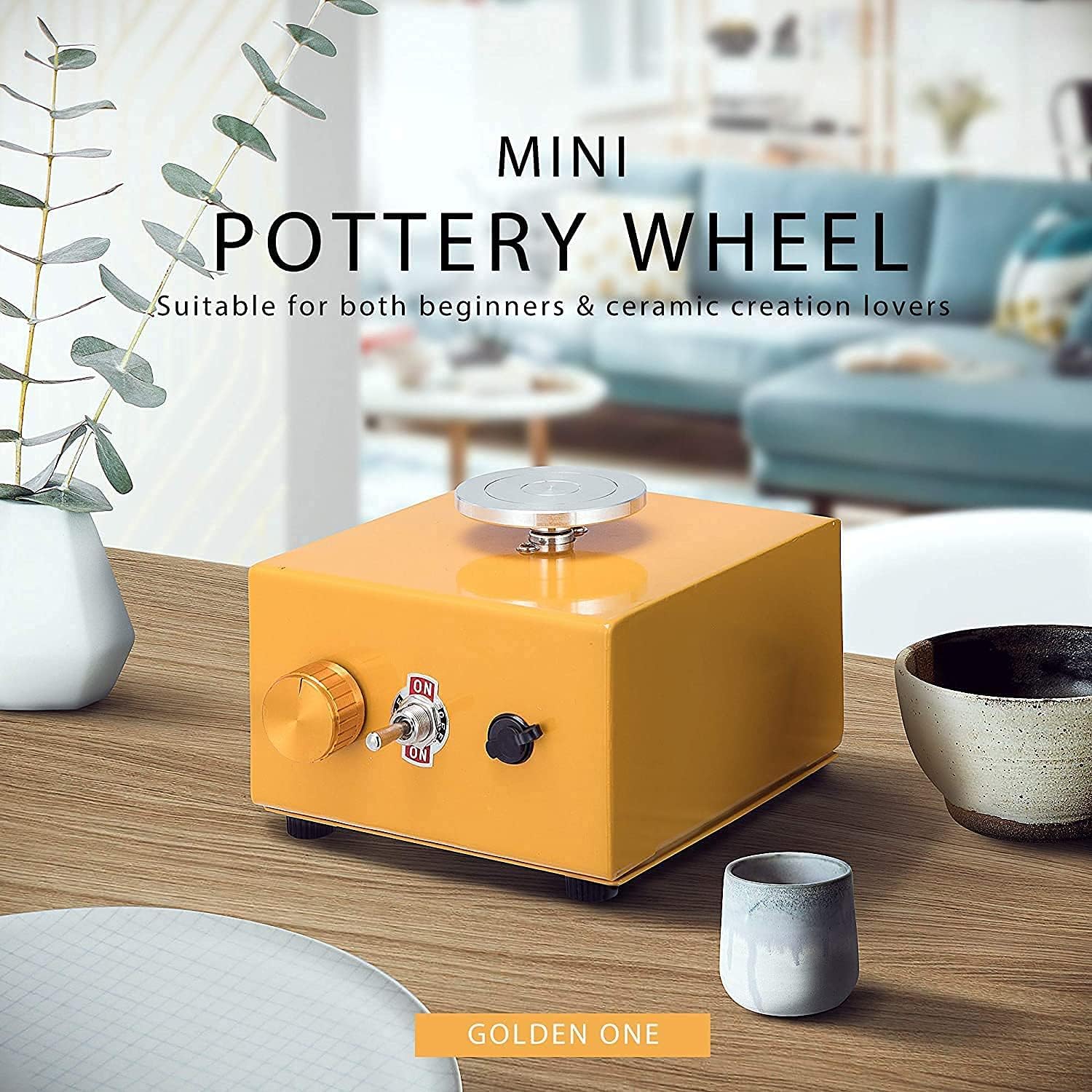 VIVOHOME 2 Size Turntables 2000 RPM Speed Adjustable Mini Pottery Wheel Electric with DIY Clay Tool for Ceramic Work Art Craft Gold