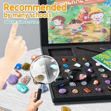 Rock Kit for Geology Enthusiasts | Rock Collection with Mineral Testing Tools, Crystal Geode Display & Volcanic Samples | Beginner to Advanced Specimen Study