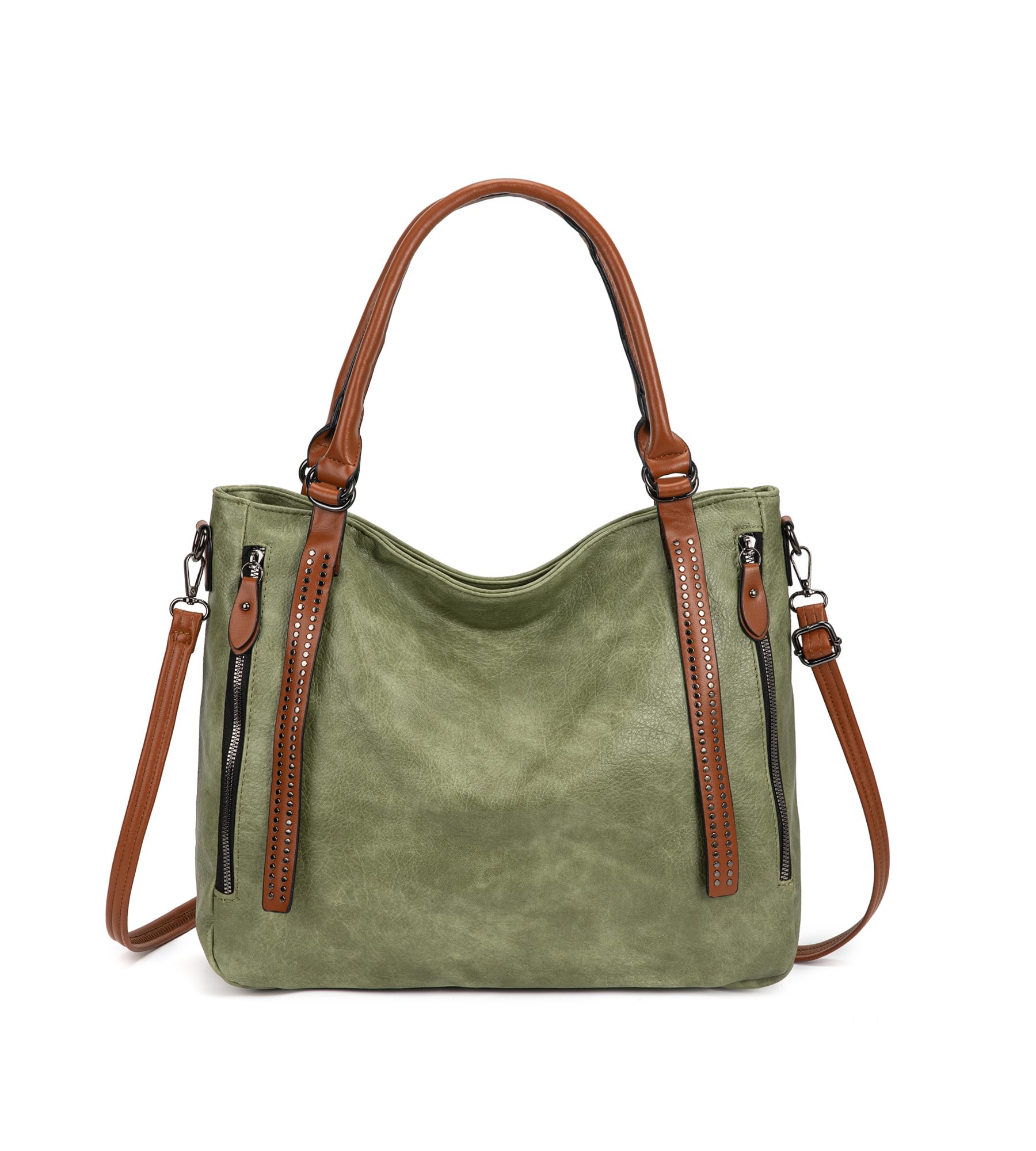 Vintage Slouchy Tote Bag for Women, Large Vegan Leather Hobo Shoulder Bag Satchel Purse with Adjustable Strap