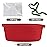 Pro Goleem Small Woven Basket with Gift Bags and Ribbons Durable Baskets for Gifts Empty Small Rope Basket for Storage 12X 8 X 5 Baby Toy Basket with Handles, Red