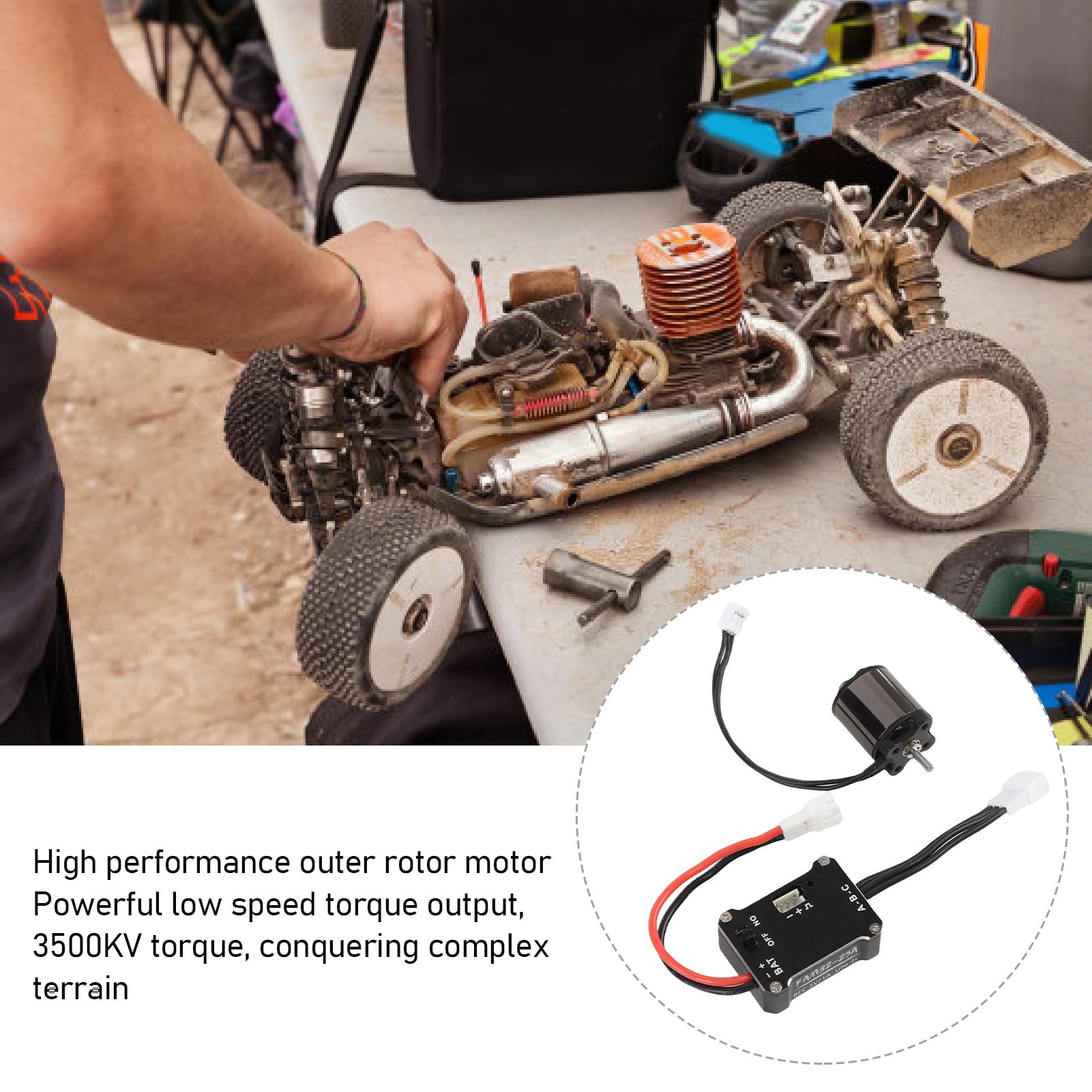 Juego de Motor sin Escobillas RC Integrado Compacto, par Potente para Coche RC 1/18 1/24 /28