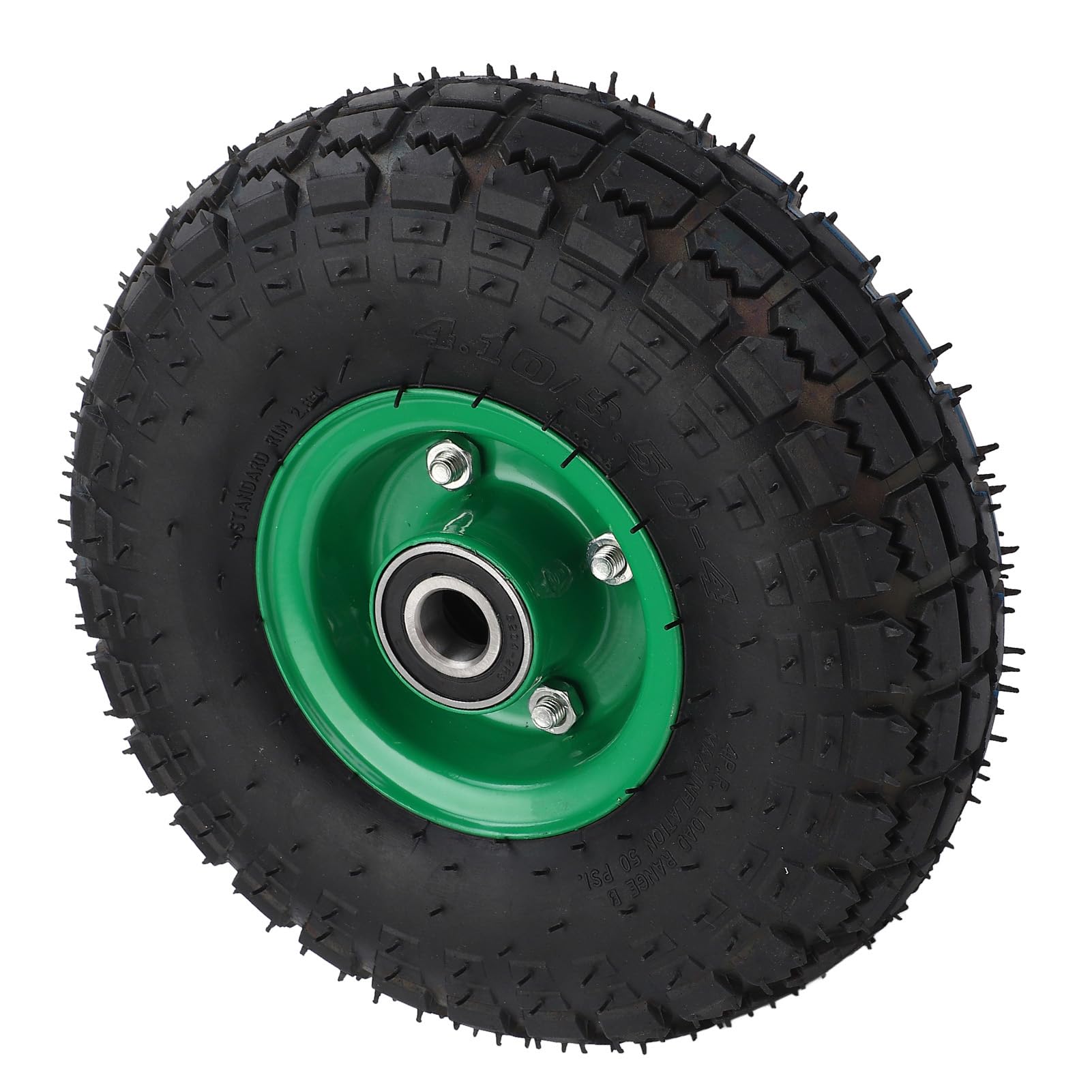 Fafeicy Rueda de Goma de 10 Pulgadas, 4.10/3.50-4, Servicio Pesado, 250 Kg, Rodamiento 6204, para Carrito de Jardín