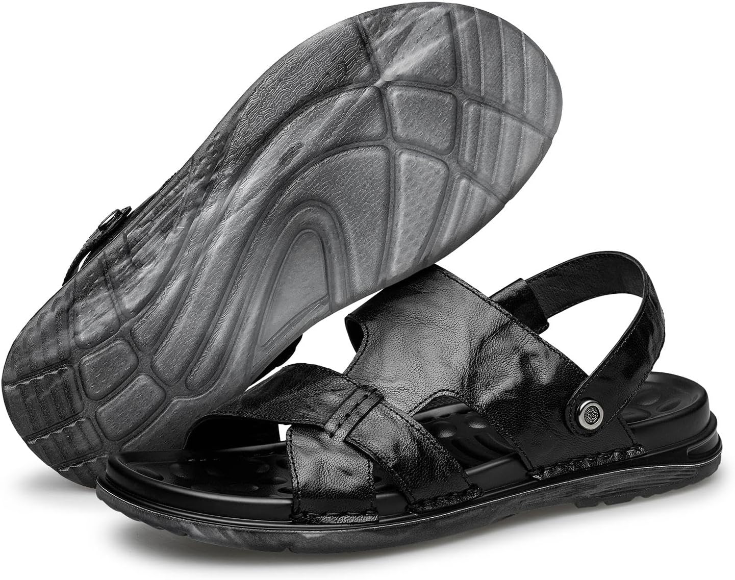 [ゼロ] 本革 メンズサンダル 上品で快適 軽量 柔らか底 室内外用 滑り止め 通気性 ビジネス ルームシューズ