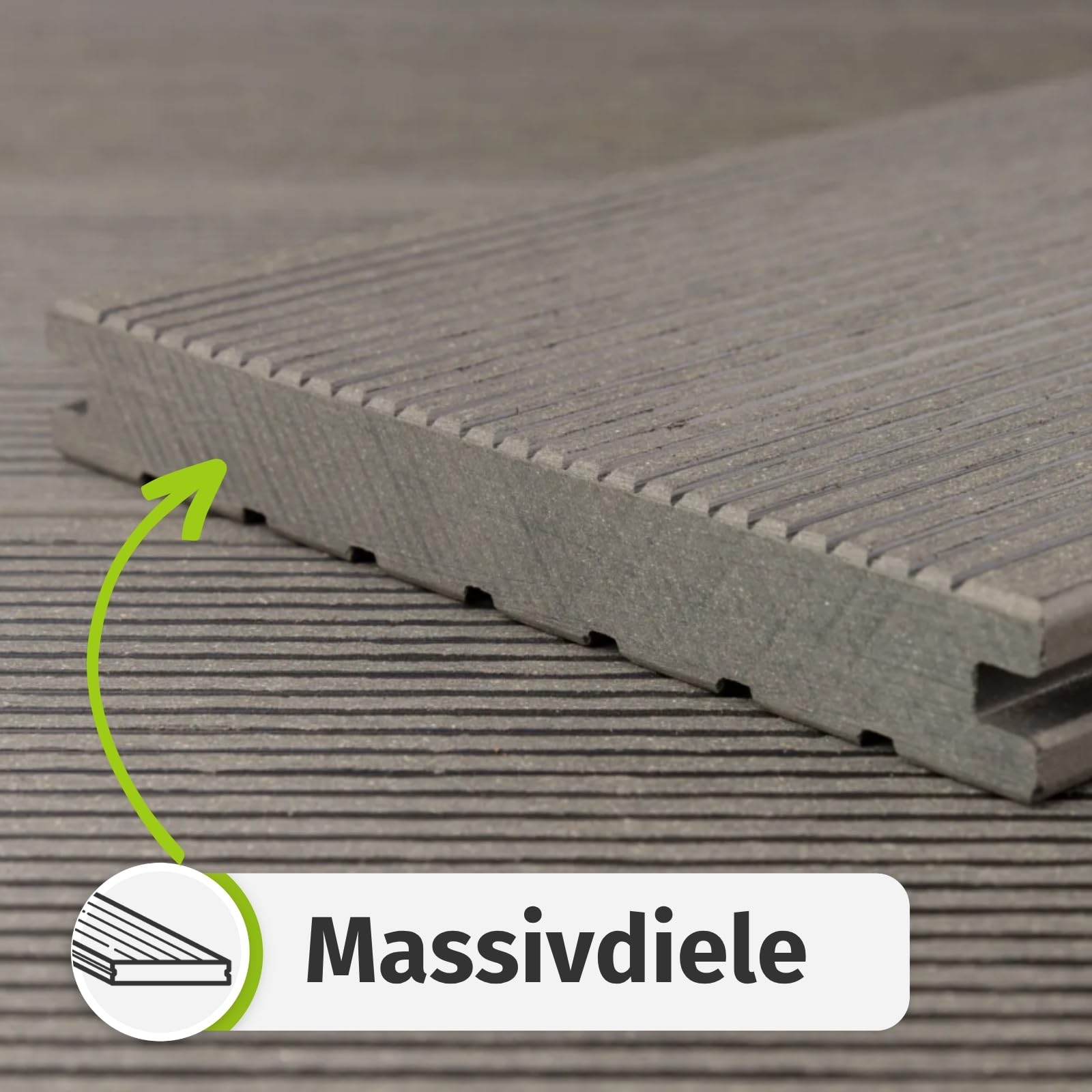 HORI WPC Terrassendielen Komplettset Massiv Diele BPC Komplettbausatz Inkl. Unterkonstruktion & Clips Wetterfest, pflegeleicht & rutschhemmend Dielenlänge 350 cm - Fläche 7 m²