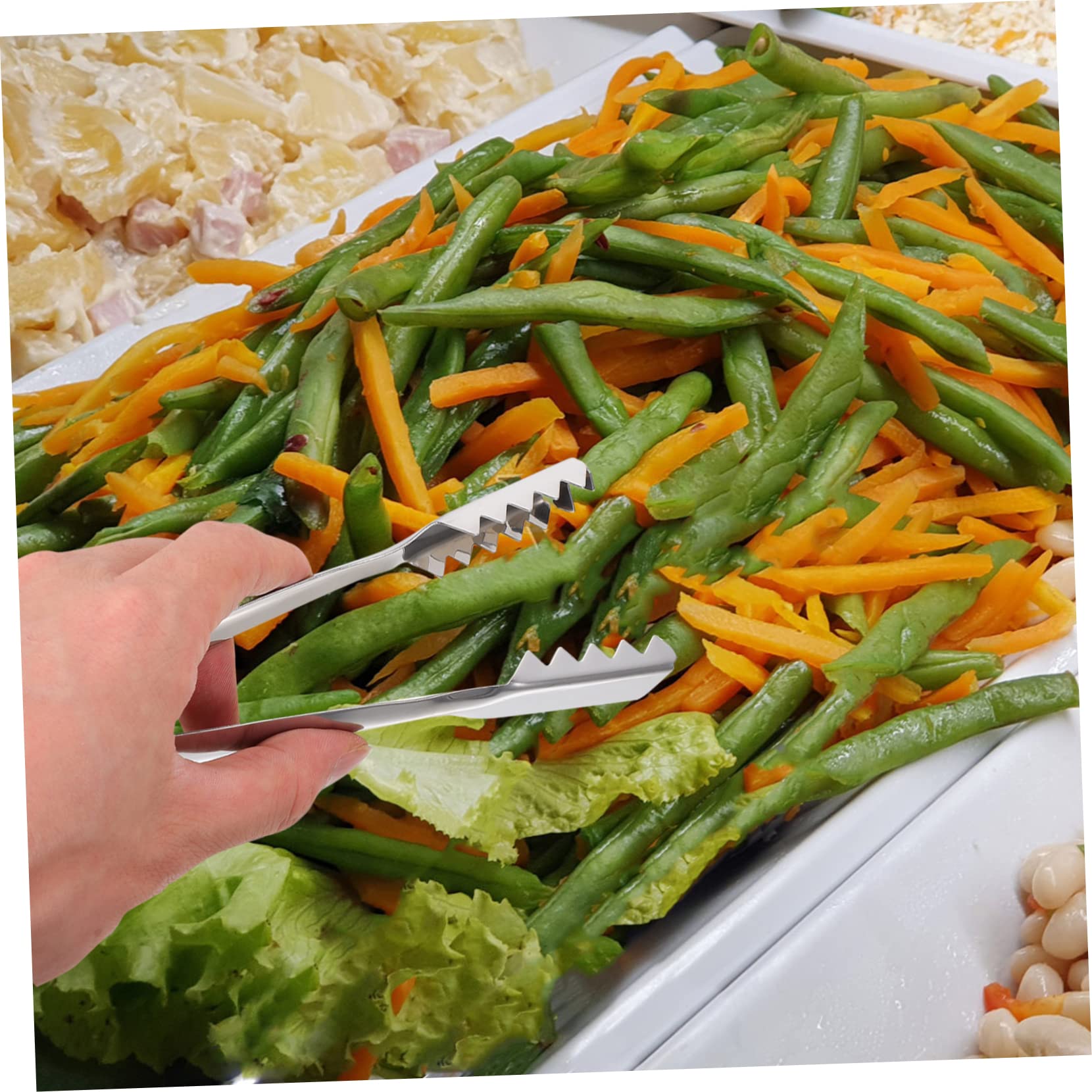 Unomor 2 Pcs Sugar Cube Forceps Serrated Ice Tongs Stainless Steel Tongs Portable Food Clips