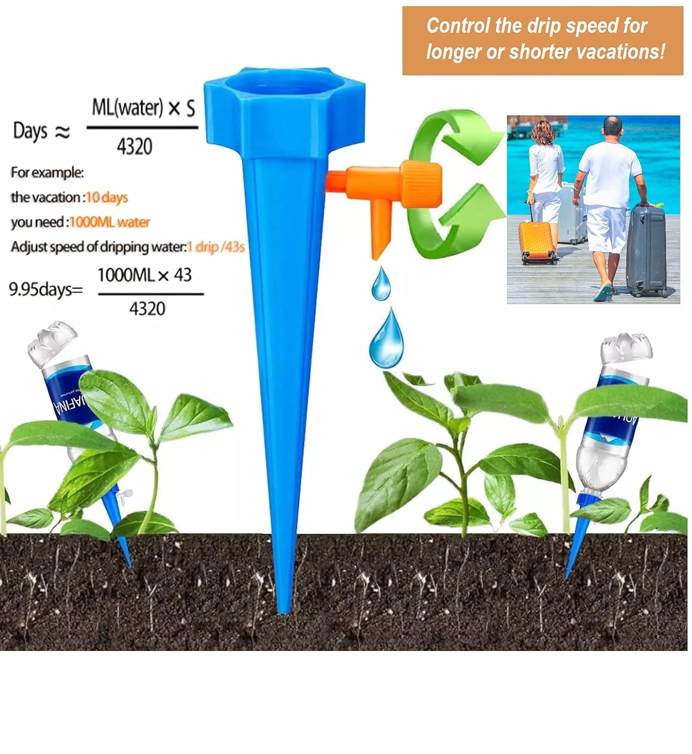 Fosset Automatic Self Watering Spike Drip Kit (12 Pack) - Plant Waterer Lawn and Garden Watering Equipment – Adjustable Drip Irrigation Control System with Drip Control Valve : Patio, Lawn & Garden