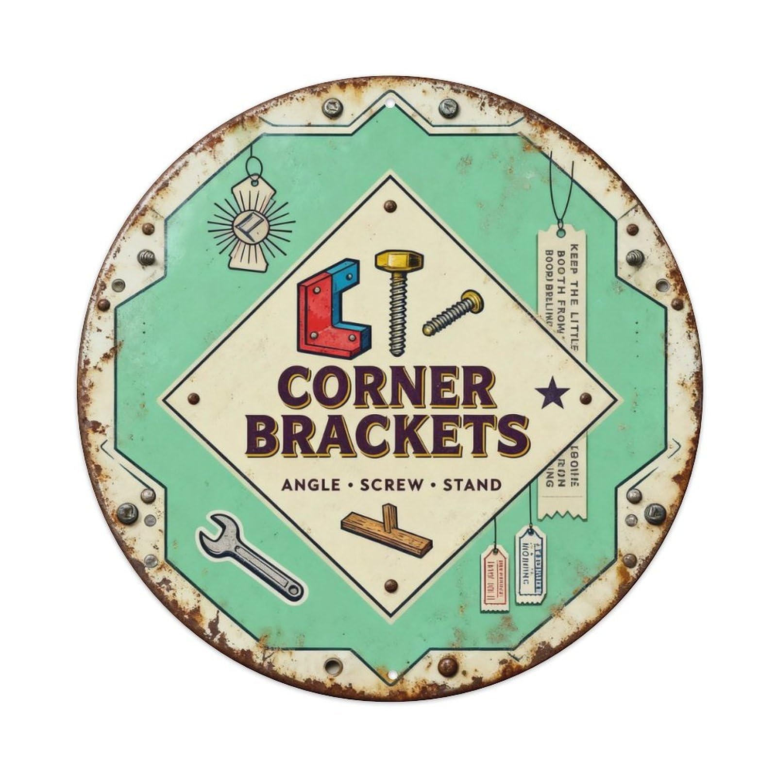 Corner Brackets Sign Metal Tin Sign Plaque