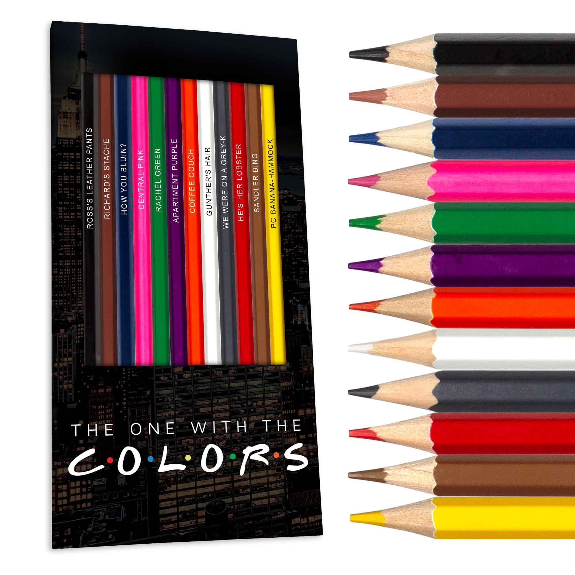 Colored Pencil Set – 12 Soft Core Drawing Pencils, Foil-Stamped with Clever References – Ideal Gift for Fans and Stationery Lovers – Art & Office Supplies, Travel Colored Pencils for Adults