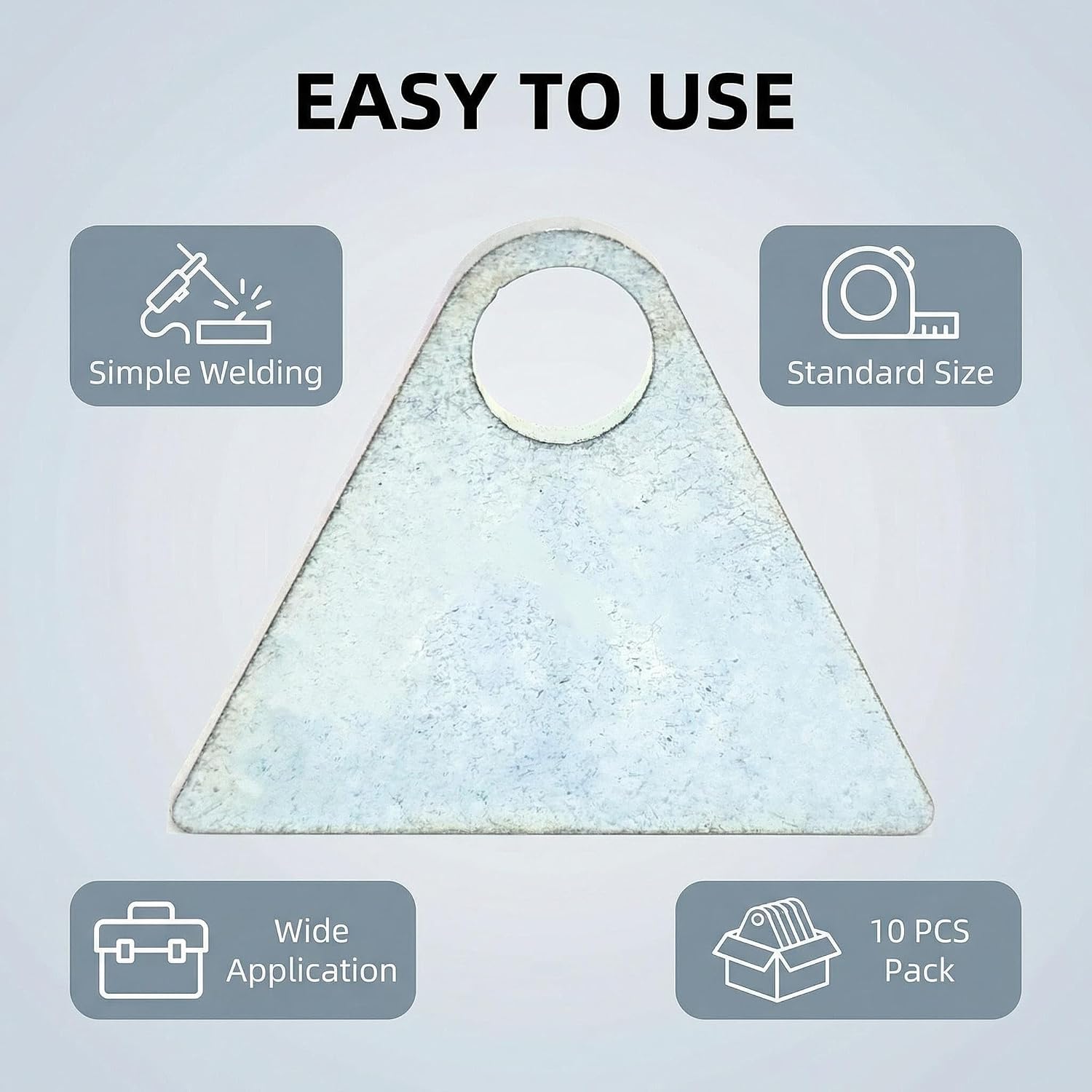 Steel Weld on Mounting Tabs, Flat Bottom, 1/2" Hole, Pack of 10 | 1-8/9" Height, 2-2/7" Wide, 1/5" Thick
