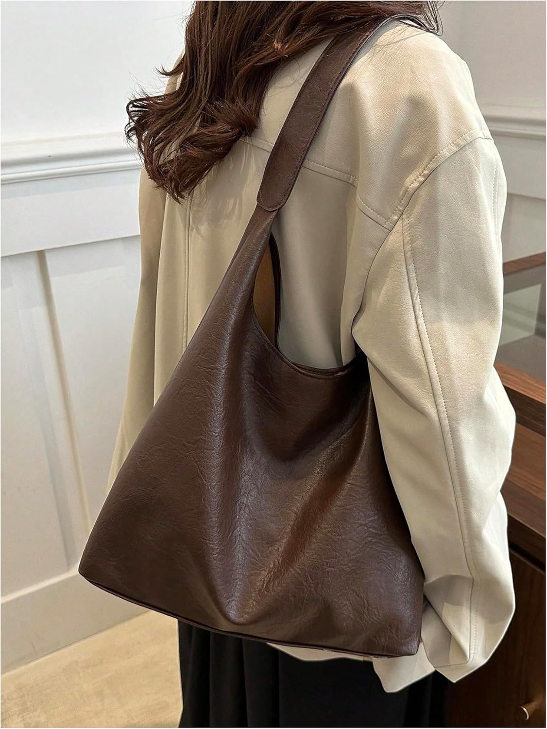 Milumia Women's Vintage Vegan Leather Shoulder Bags Slouchy Tote Handbags with Coin Purses - Image 2