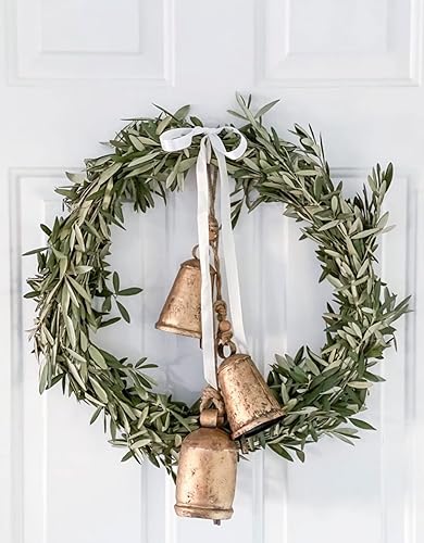 Miniatura 2 de Campanas de vaca enormes vintage hechas a mano rústicas de la suerte de Navidad campanas redondas juego de 3