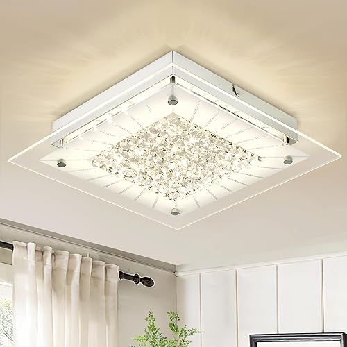 Lámpara de techo de cristal empotrada de cristal, luces LED para dormitorio, lámparas LED para techo, montaje de techo para baño, pasillo,