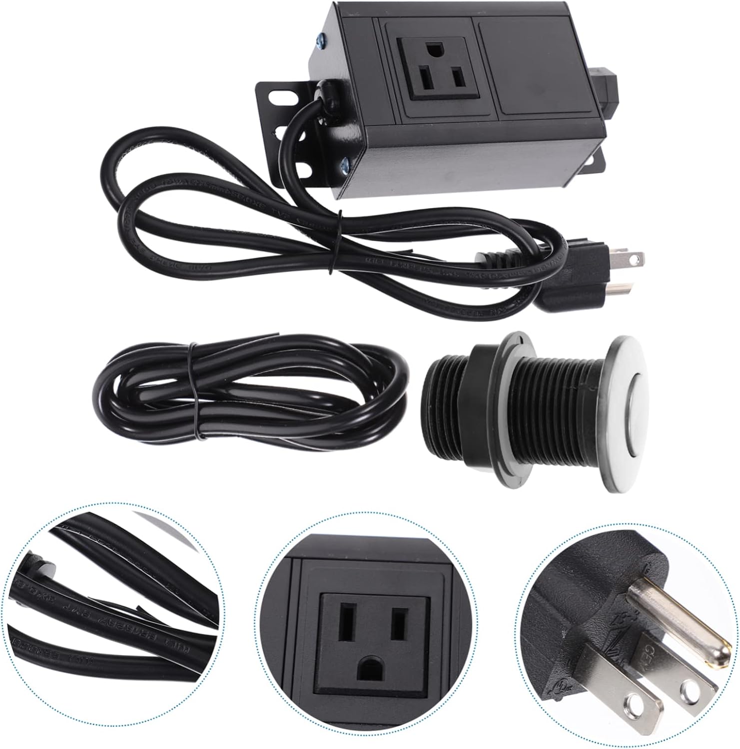 Gadpiparty 1set Garbage Disposal Air Kit Button Easy Install Compatible Standard Sinks Includes Power Module and Hose