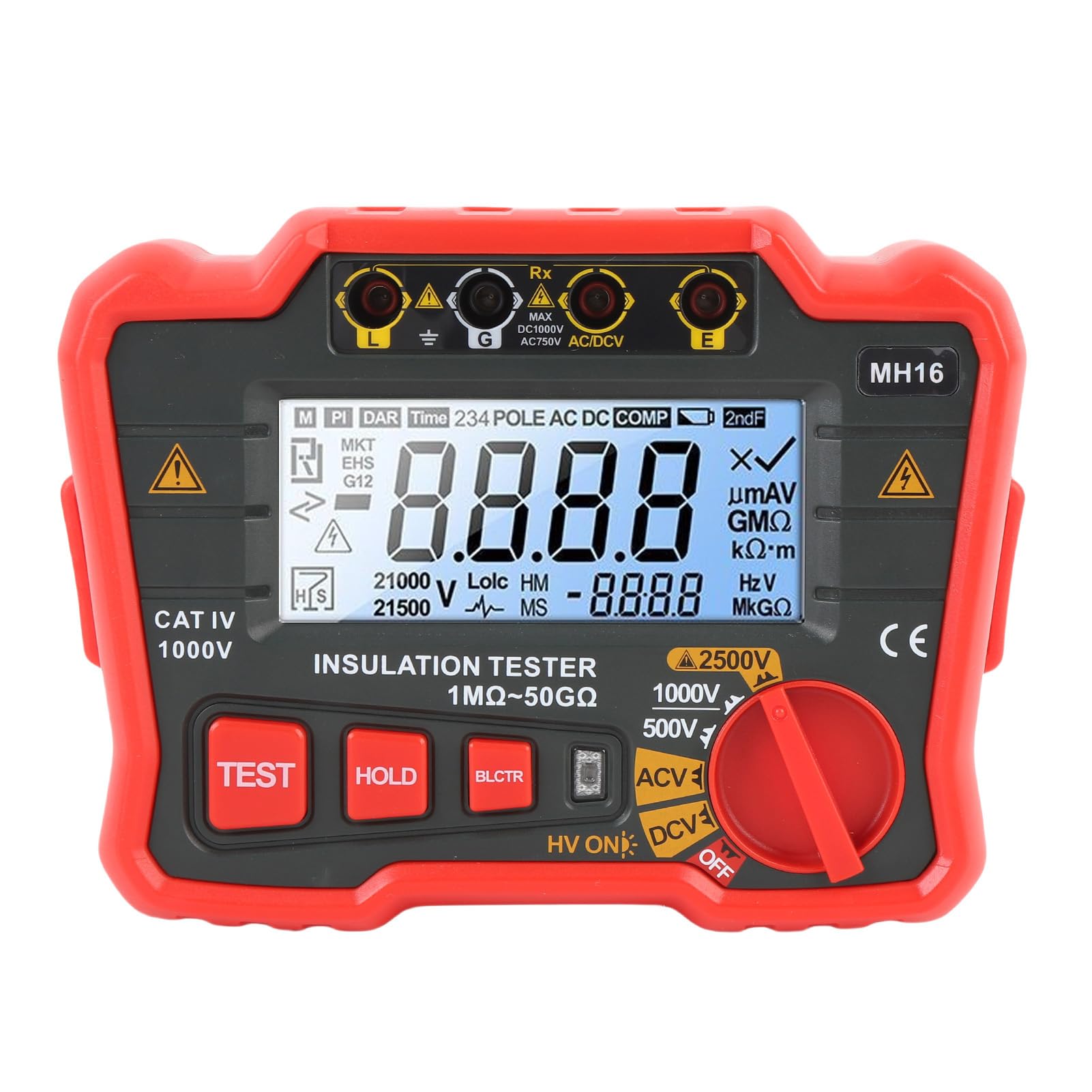 FILFEEL Tester Digitale per Resistenza di Isolamento Megaohmmetro Ad Alta Tensione da 2500 V per Apparecchi di Commutazione di Cavi Motore Trasformatori - Conforme IEC 61557 con Misurazione della