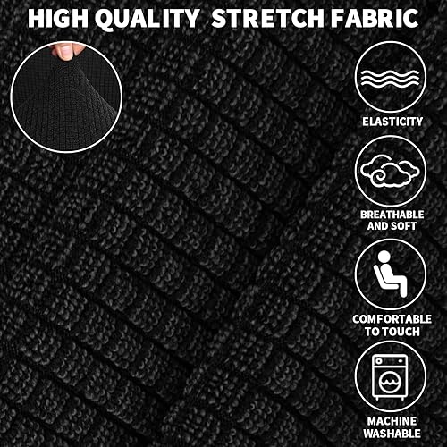 Miniatura 4 de JIVINER - Fundas de sofá de alta elasticidad para sillón de 3 plazas, fundas de sofá elásticas de jacquard de 1 pieza, fundas para sofá
