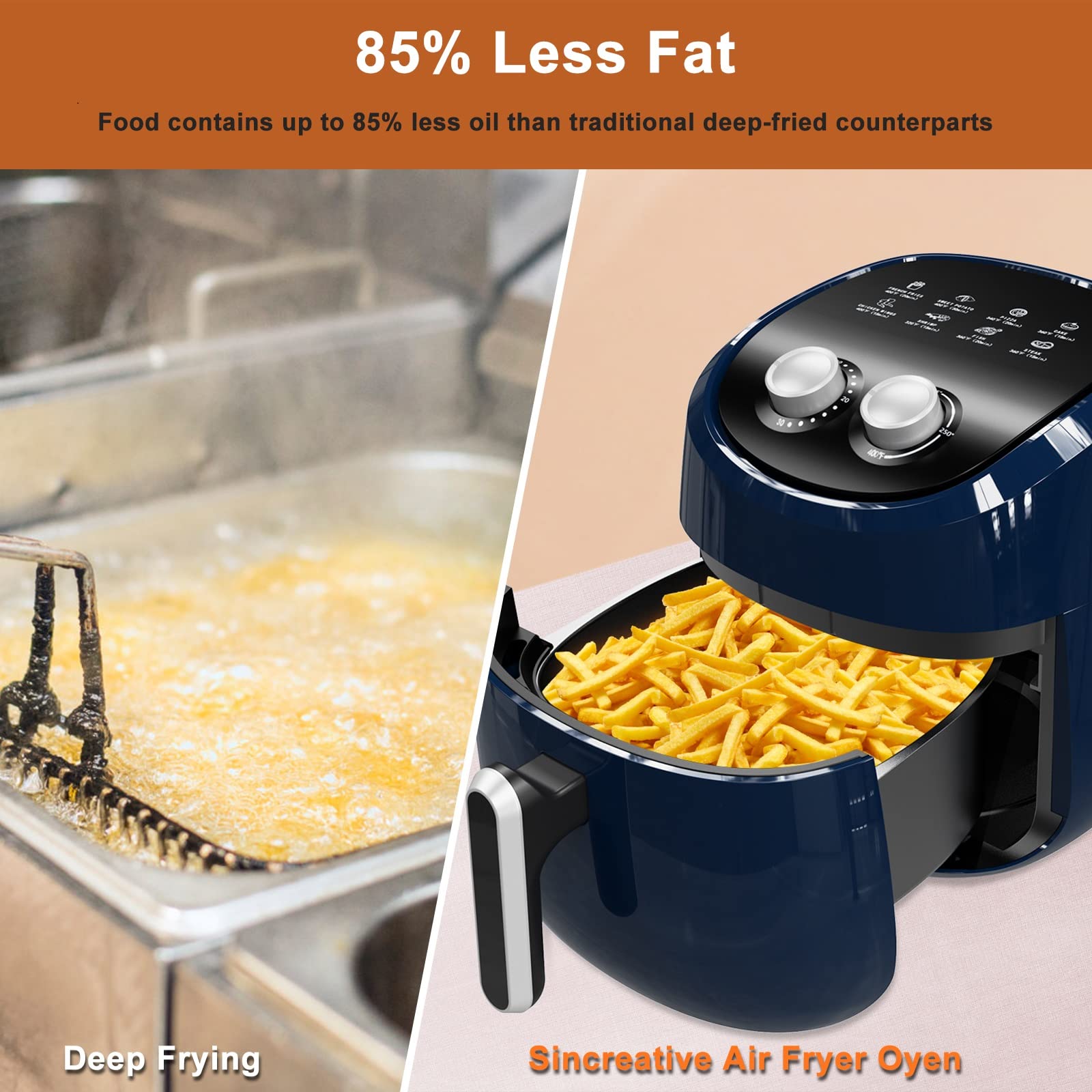 Air Fryer 4.5 QT Airfryer 85 Oilless Hot Air Fryer Cooker Classic