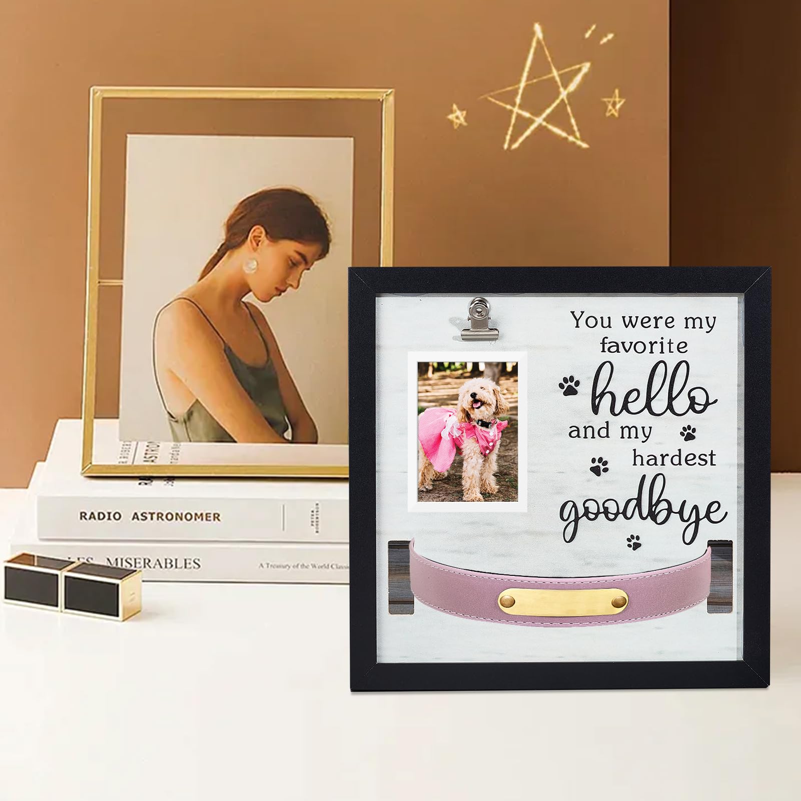 NICENEEDED Pet Memorial Collar Frame, Pet Loss Sympathy Gift Frames Remembrance Picture Frame with Photo Clip - Image 4