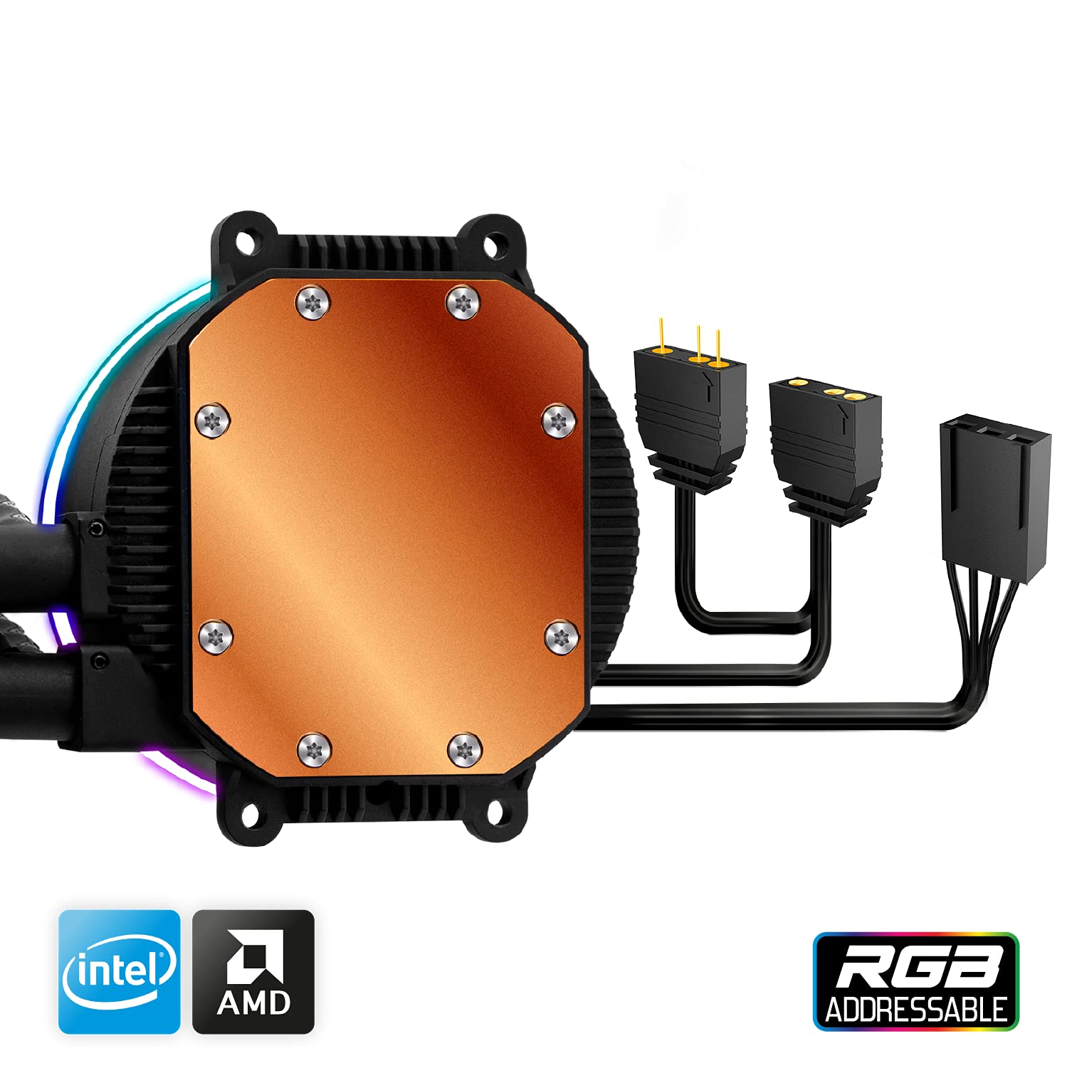 Spirit Of Gamer - LIQUID FORCE 120 ARGB - Kit di raffreddamento ad acqua per processori Intel e AMD - Retroilluminazione RGB indirizzabile a 3 pin / 5 volt - Ventola da 120 mm