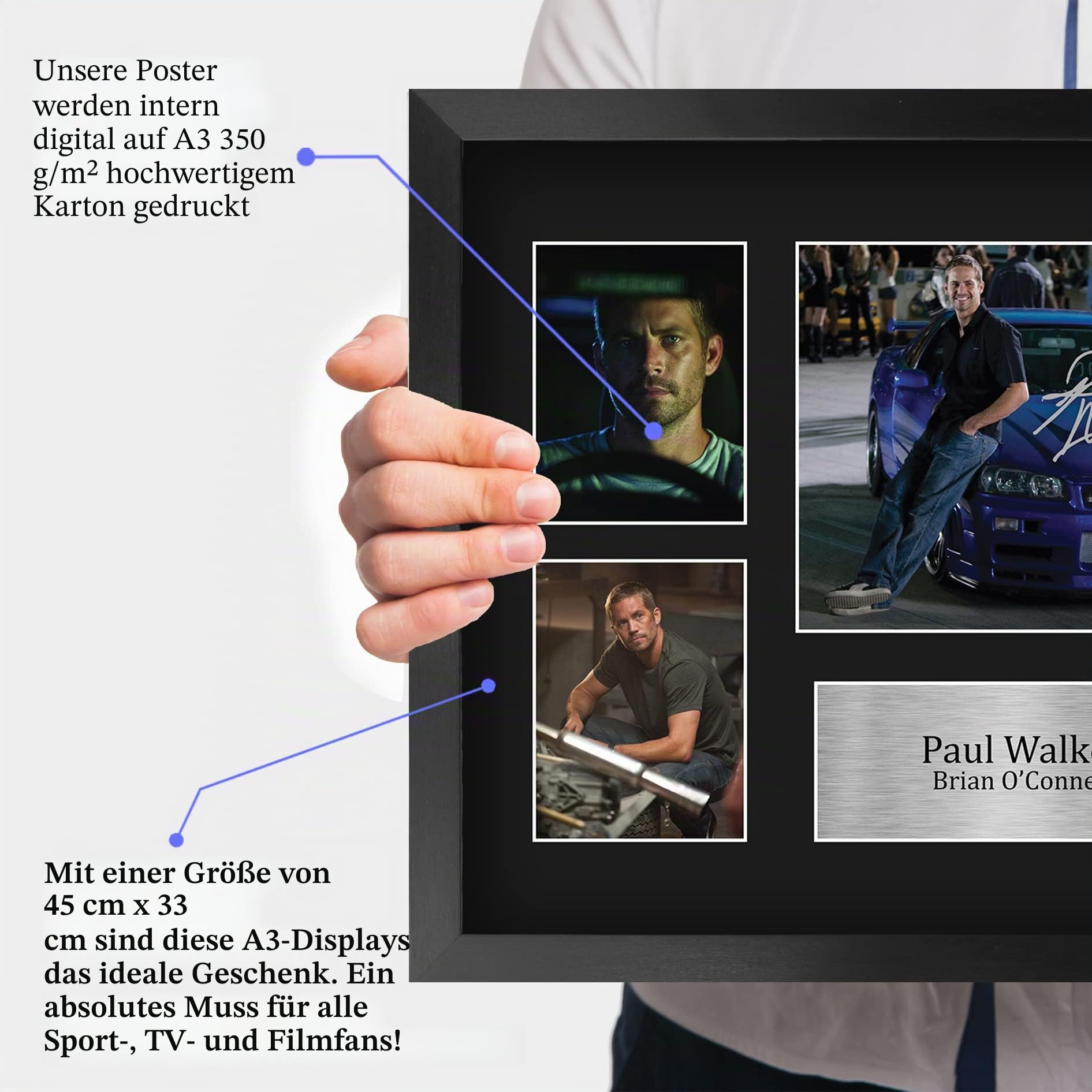 HWC Trading FR A3 Paul Walker Fast and Furious Geschenke Gedruckt, Signiert Autogramm Bild Display Für Film-Erinnerungsstücke-Fans - A3 Eingerahmt