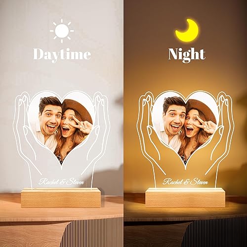 Miniatura 4 de Regalos de Navidad personalizados para mujeres y hombres, marcos de fotos personalizados con foto, marco de fotos personalizado con luz nocturna,