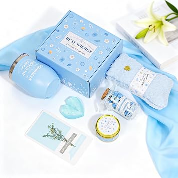 Gift Baskets for Women Birthday Gifts Unique Blue Basket Ideas for Women Gift Box for Her Self Care Gift Set Birthday Presents Female Friendship Gift for Mom Friend Bestie Girlfriend