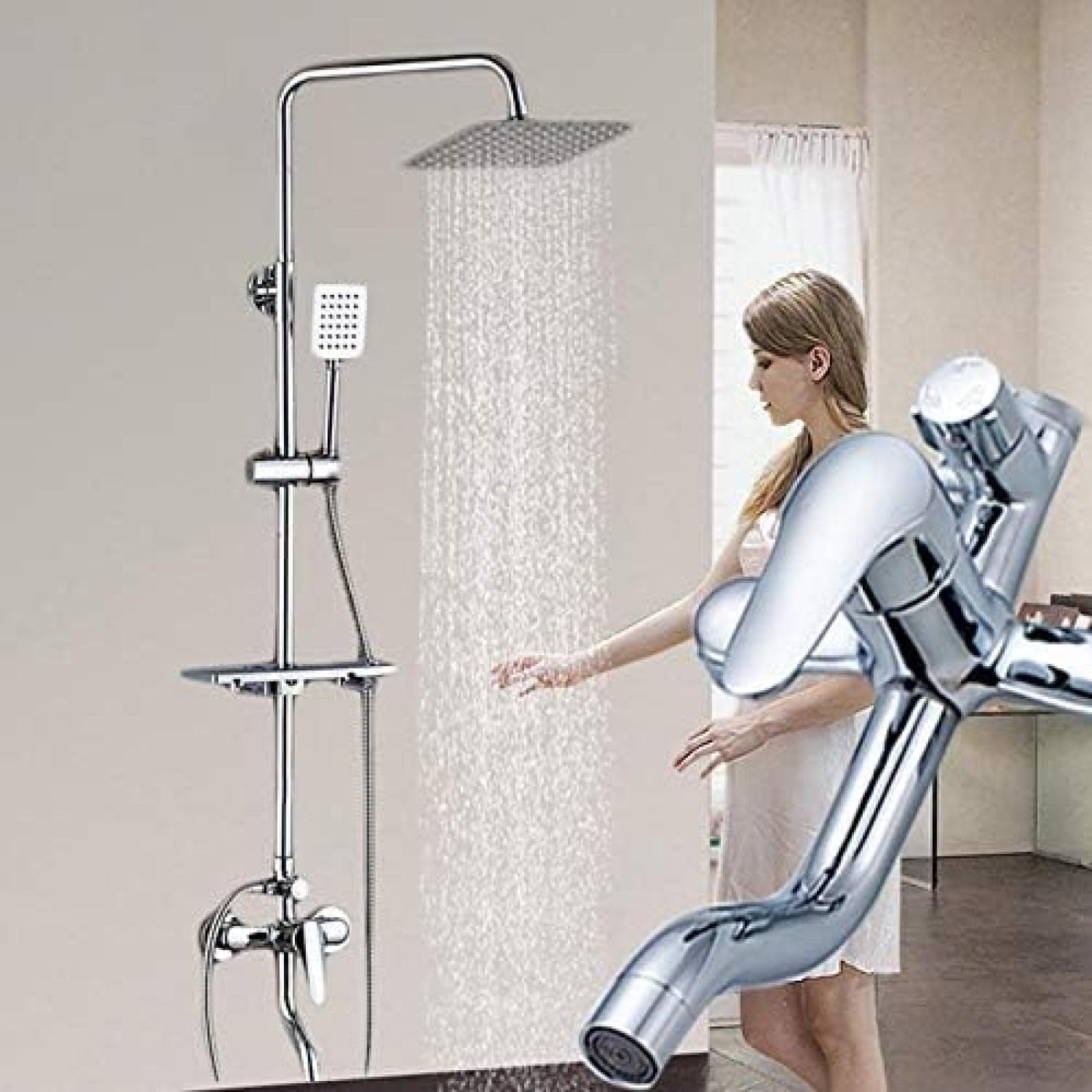 Combiné de douche en laiton haut de gamme avec finition chromée miroir