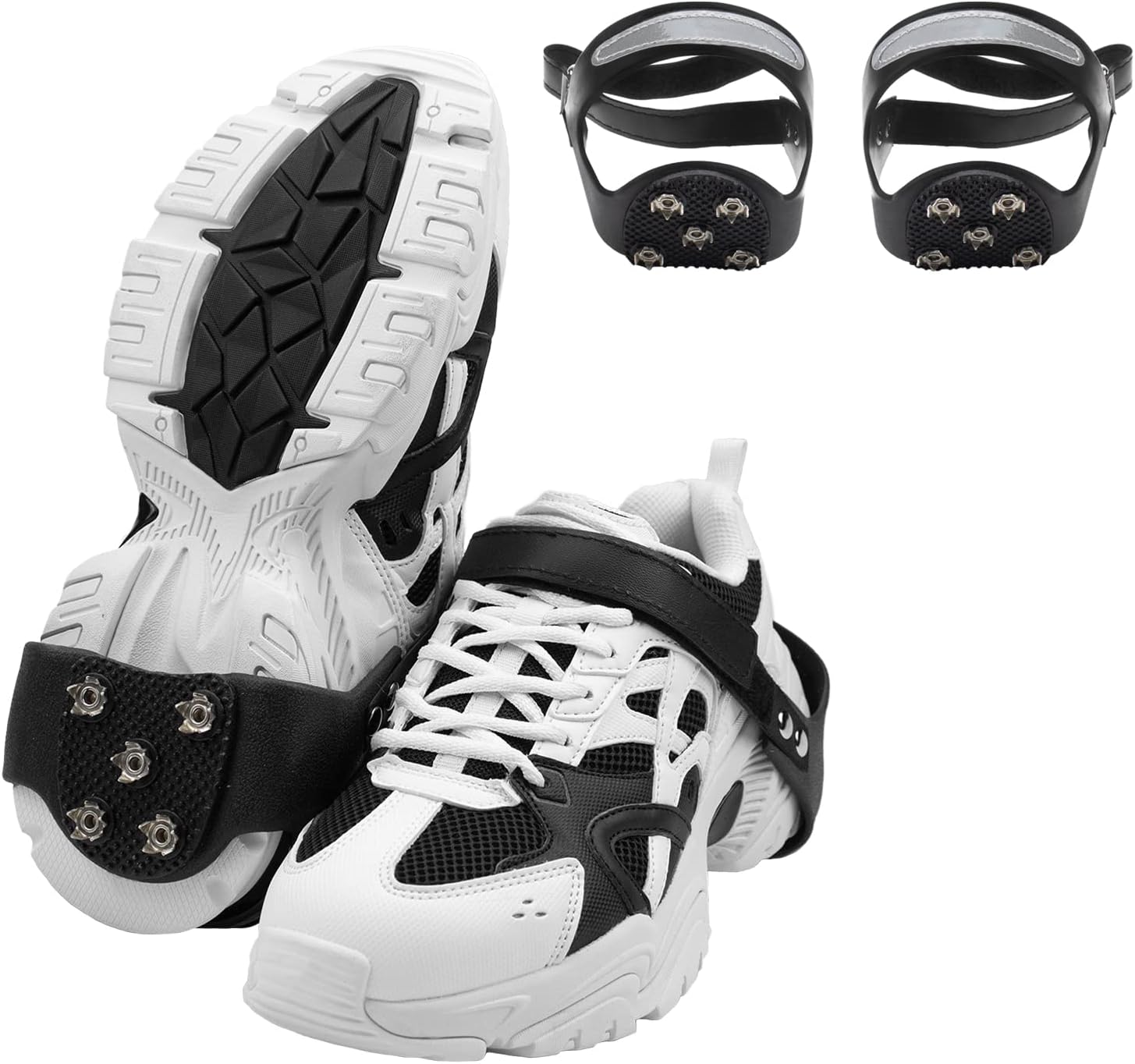 Ice Cleats Crampons for Winter Boots, Reflective AntiSlip Crampons