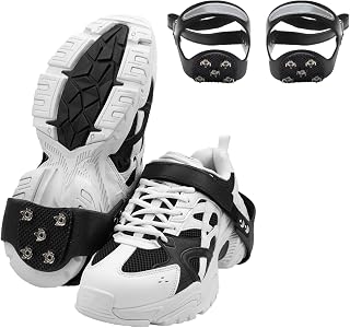 Ice Cleats Crampons for Winter Boots, Reflective Anti-Slip Crampons Hiking Ice Cleats for Shoes and Boots,Ice Traction Cleats Grips Ice Cleats for Women Men Kids Hiking Fishing Walking Jogging Running