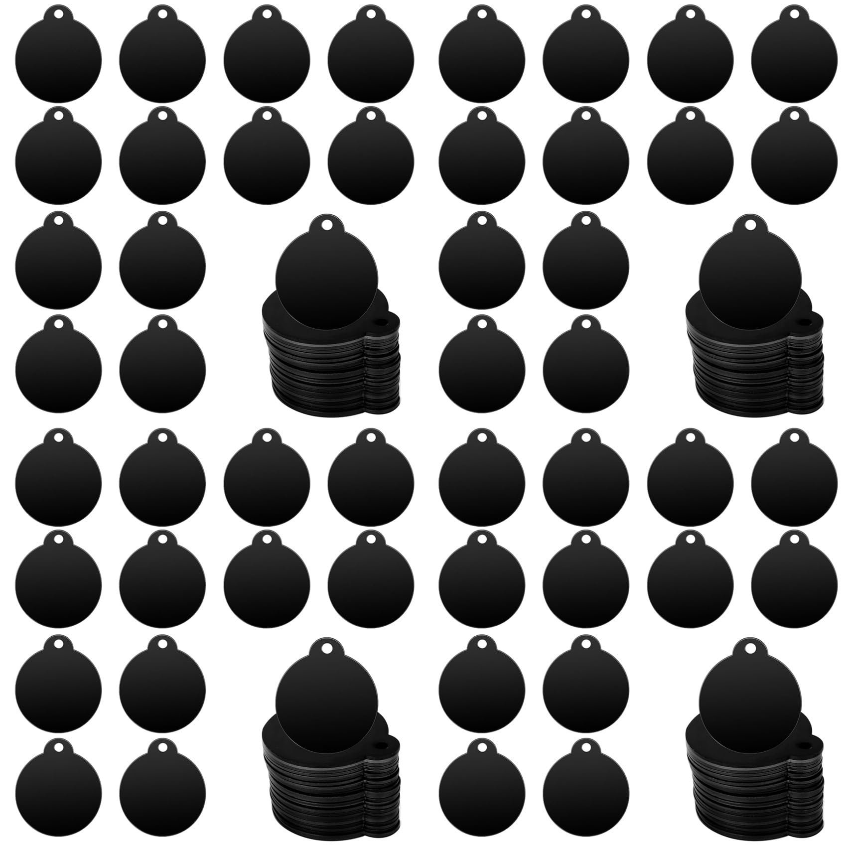 100 Étiquettes Vierges Rondes en Aluminium Noir pour Gravure et Porte-Clés DIY
