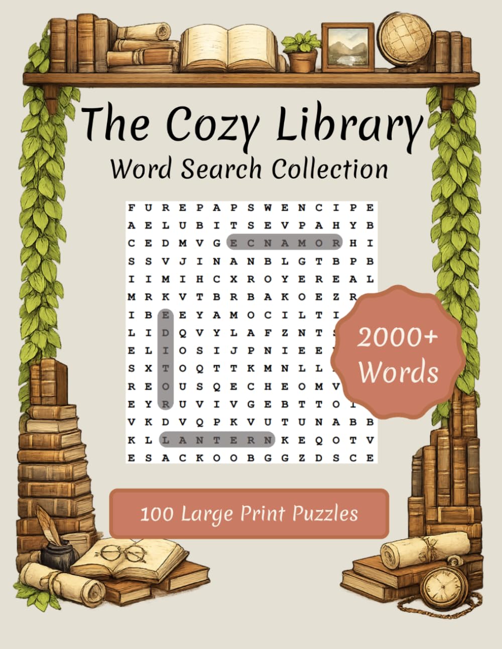 The Cozy Library: 100 Large Print Word Search Puzzles: A Quiet Literary Retreat with Fascinating Book Facts