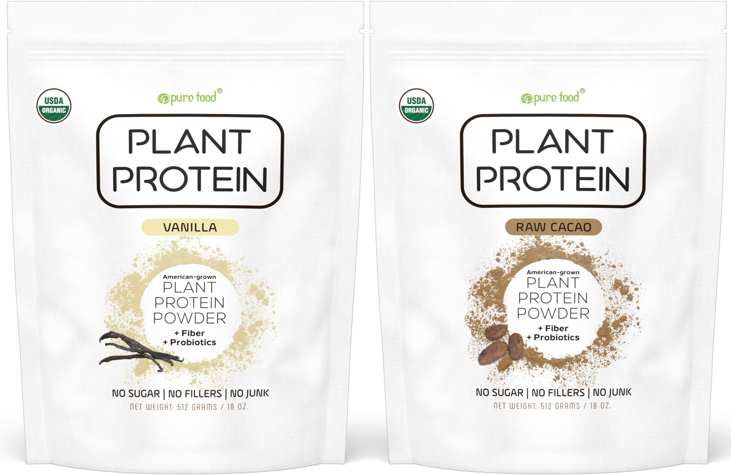 Plant Based Protein Powder with Probiotics | Organic, Clean, All Natural, Vegan, Vegetarian, Whole Superfood Nutritional Supplement with No Additives | Keto (Vanilla + Chocolate)