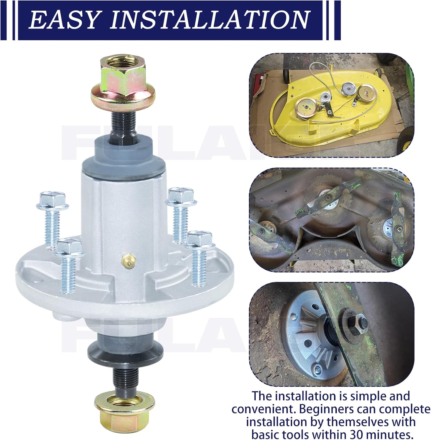 2 Pack GY21098 Spindle Assembly Replaces AUC15811 Mower Deck Drive Spindle GY20454 GY20962 Fits 42" 48" Deck John Deere D105 D110 D125 D130 D140 D160 E100 E130 E140 E170 LA105 LA145 Mower