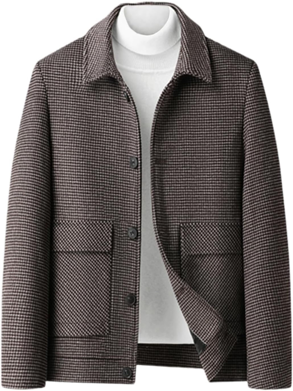 Men’s Suit Jacket, Herringbone Tweed Blazers Jacket, Single Breasted Casual Wool Sports Coat