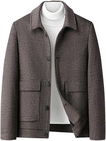 Mens Suit Jacket, Herringbone Tweed Blazers Jacket, Single Breasted Casual Wool Sports Coat