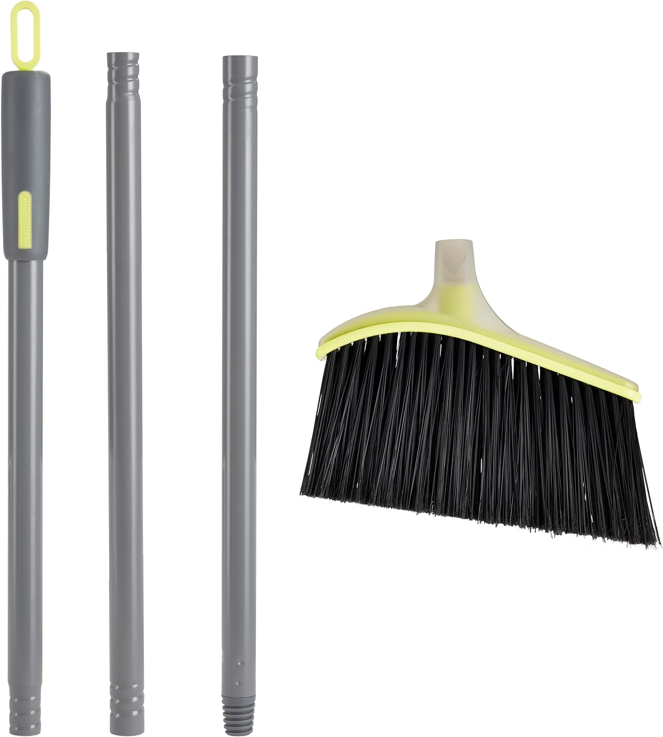 Condition photo showing As Is for casabella wayclean wide angle broom with densely packed bristles, gray cleaning set gray