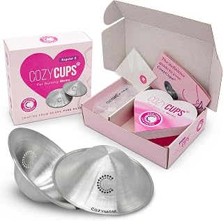 COZYMOM™ Pure Silver Nursing Cups 55mm – Nipple Care for Breastfeeding Moms – Soothe Sore Nipples – Hypoallergenic, Reusable – Complete Nursing Support – Gift for Mom-to-Be