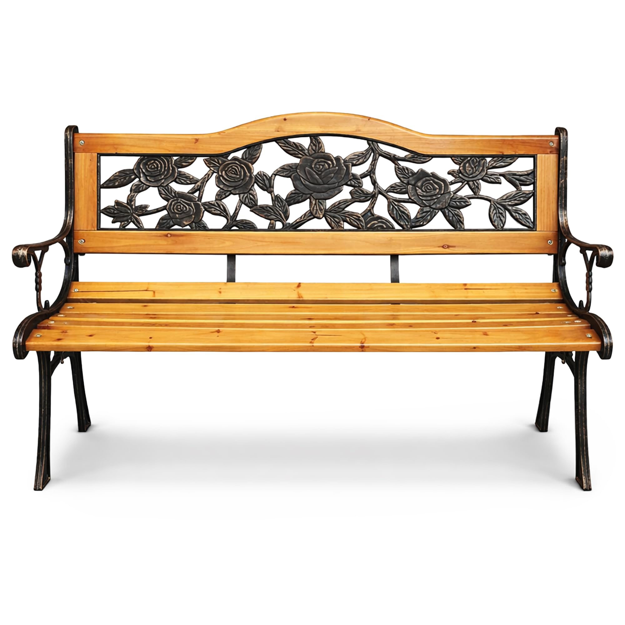 Houten tuinbank white washed met opklaptafel 1.50m