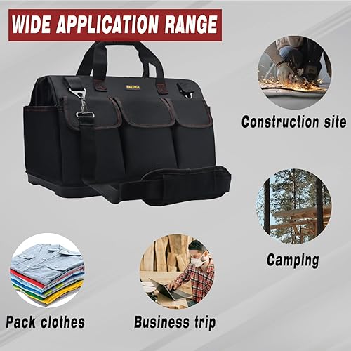 Miniatura 6 de FASTECH Bolsa de herramientas inferior resistente de 15 pulgadas con boca ancha para almacenamiento de herramientas, portador y organizador, bolsa