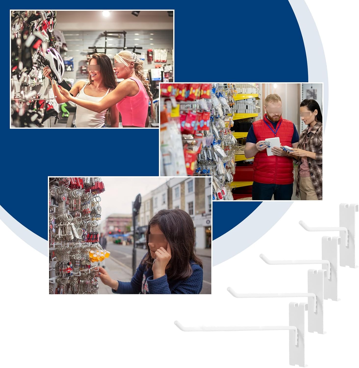 Polmart Heavy Duty 4" Gridwall/Grid Panel Hooks, White (96-Pack, 4-inch)