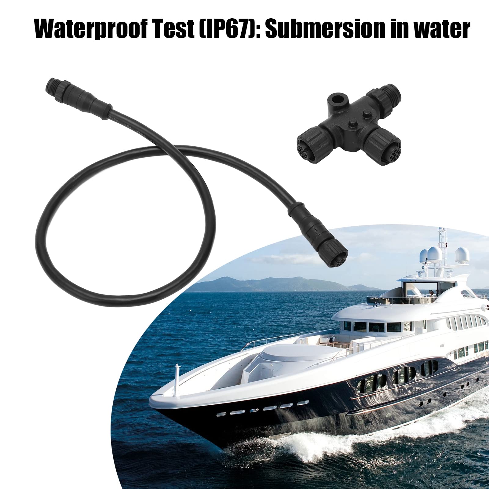 Cable de Bajada NMEA 2000, Cable de Bajada M12 de 0,5 M y 5 Pines con Conector en T, Cable de Extensión de Red NMEA 2000 para Redes Lowrance Networks Simrad